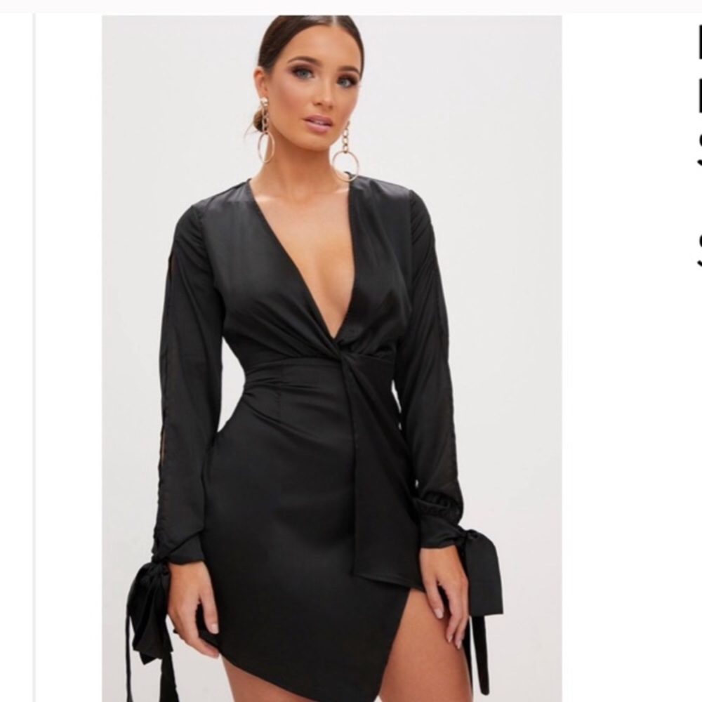 knotted-sleeve open arm black shift dress🖤🖤🖤